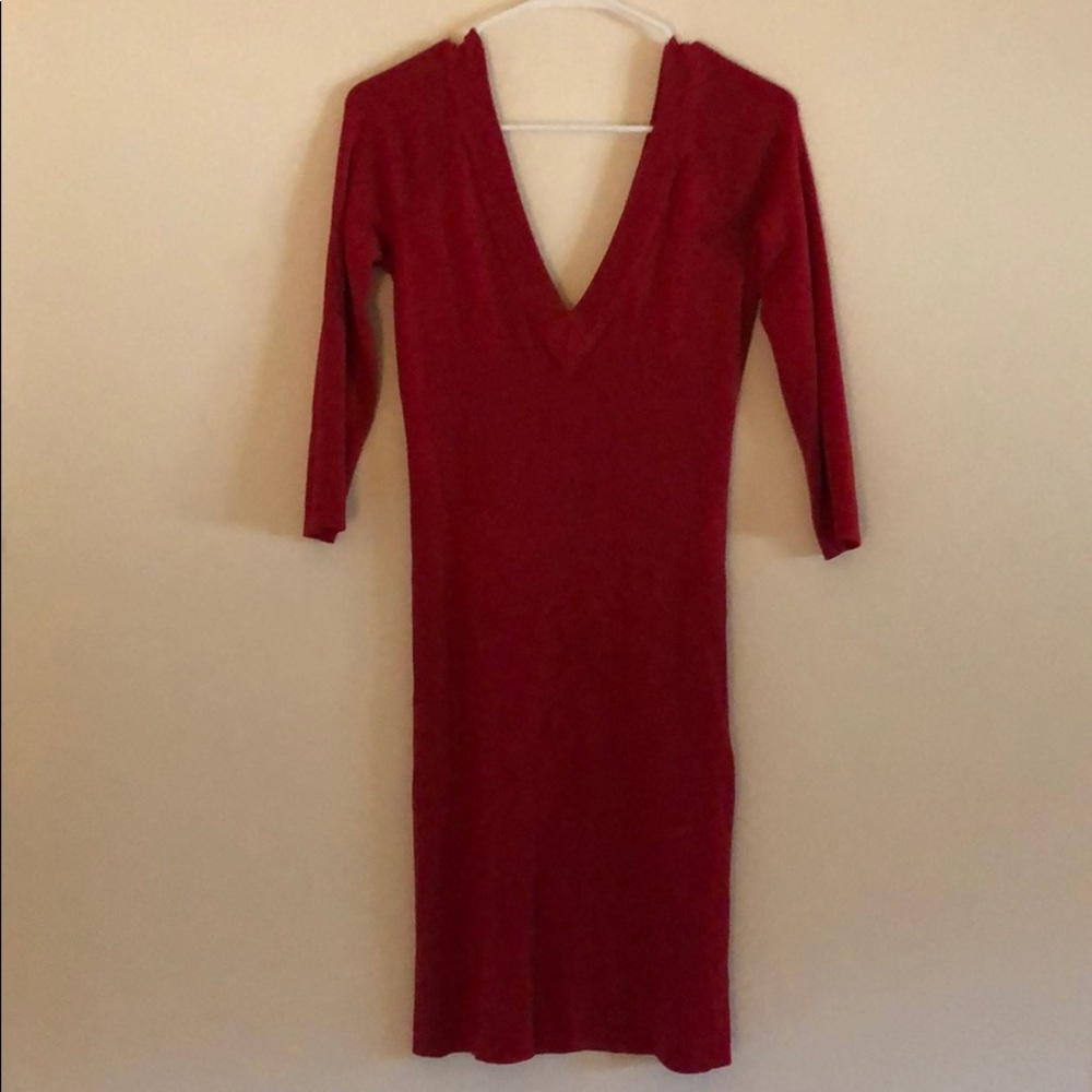 Deep V sweater dress